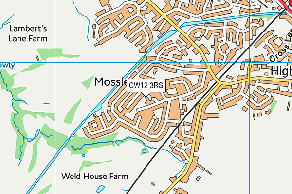 CW12 3RS map - OS VectorMap District (Ordnance Survey)