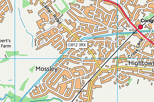 CW12 3RX map - OS VectorMap District (Ordnance Survey)