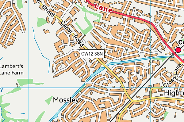 CW12 3SN map - OS VectorMap District (Ordnance Survey)