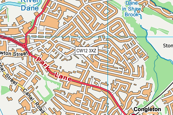 CW12 3XZ map - OS VectorMap District (Ordnance Survey)