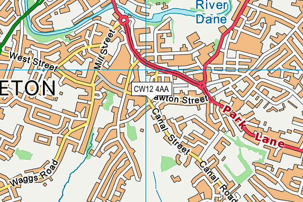 CW12 4AA map - OS VectorMap District (Ordnance Survey)