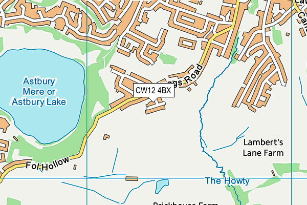 CW12 4BX map - OS VectorMap District (Ordnance Survey)