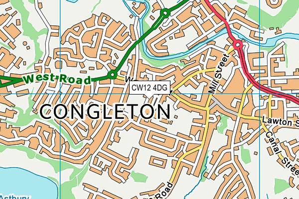 Congleton Cricket Bowling And Social Club map (CW12 4DG) - OS VectorMap District (Ordnance Survey)