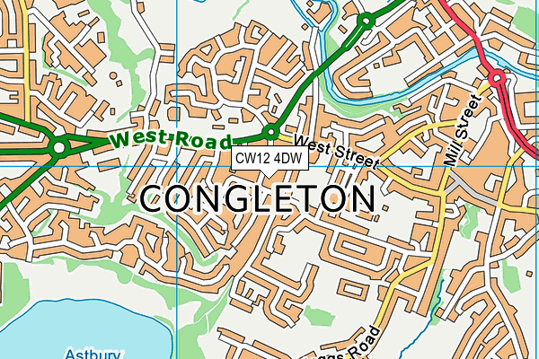 CW12 4DW map - OS VectorMap District (Ordnance Survey)