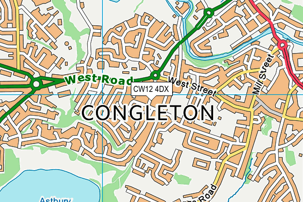 CW12 4DX map - OS VectorMap District (Ordnance Survey)