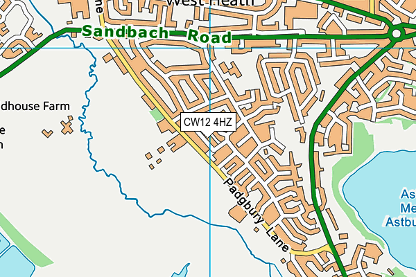 CW12 4HZ map - OS VectorMap District (Ordnance Survey)