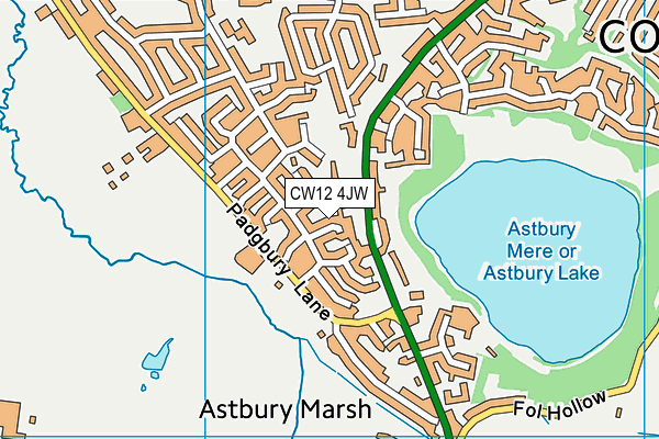 CW12 4JW map - OS VectorMap District (Ordnance Survey)