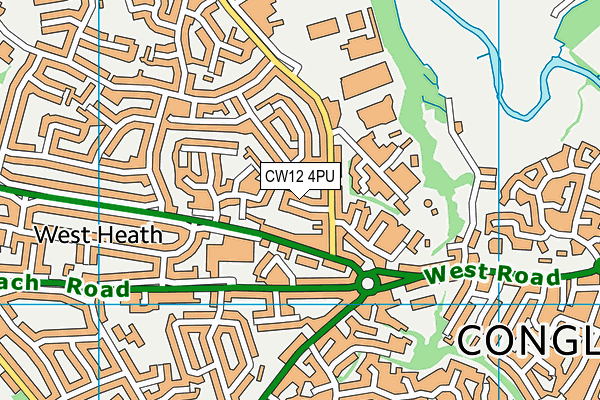 CW12 4PU map - OS VectorMap District (Ordnance Survey)