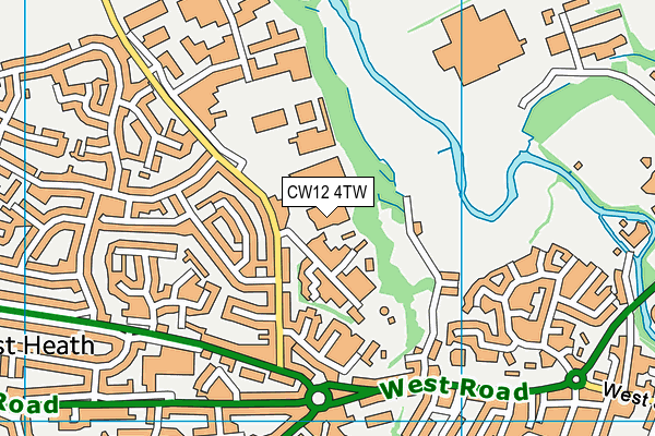 CW12 4TW map - OS VectorMap District (Ordnance Survey)