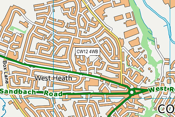 CW12 4WB map - OS VectorMap District (Ordnance Survey)