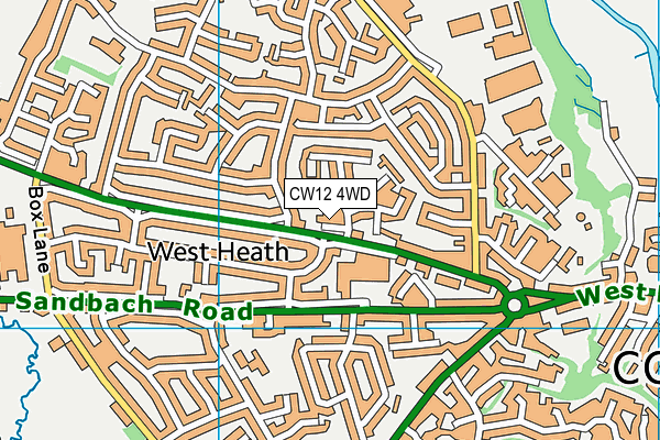 CW12 4WD map - OS VectorMap District (Ordnance Survey)