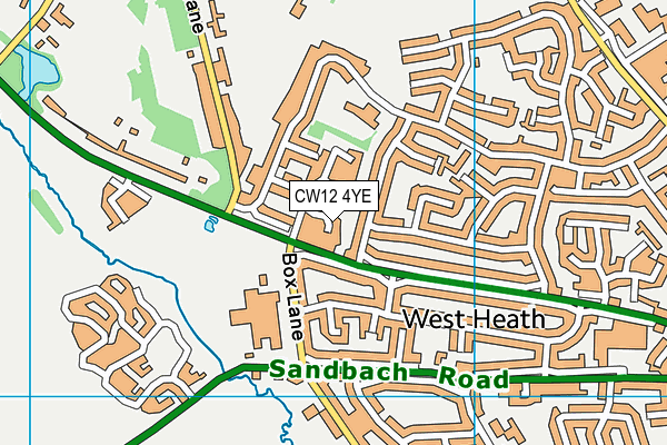 CW12 4YE map - OS VectorMap District (Ordnance Survey)