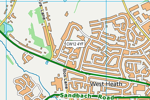 CW12 4YF map - OS VectorMap District (Ordnance Survey)