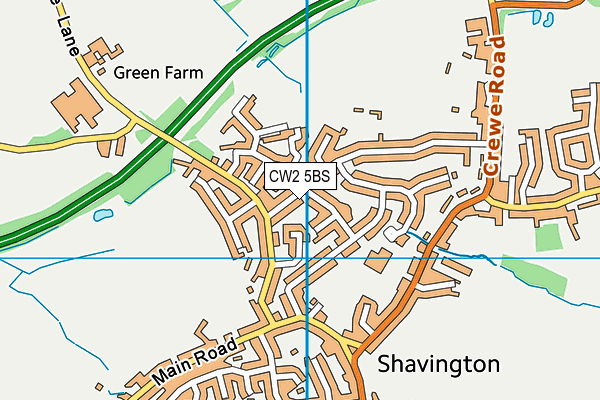 CW2 5BS map - OS VectorMap District (Ordnance Survey)