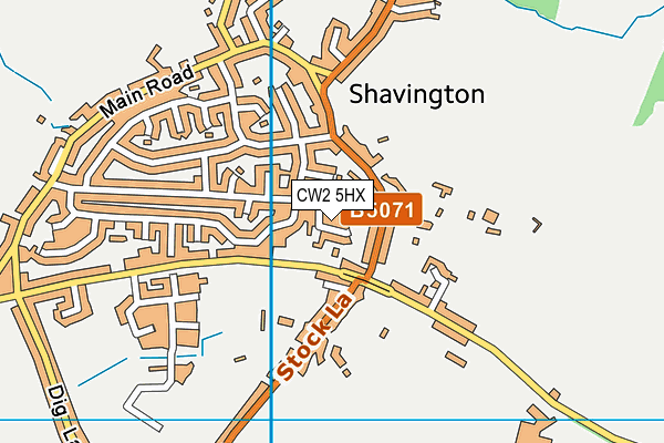CW2 5HX map - OS VectorMap District (Ordnance Survey)
