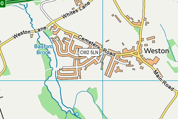 CW2 5LN map - OS VectorMap District (Ordnance Survey)