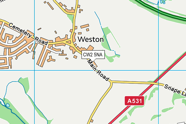 Weston Cricket Club map (CW2 5NA) - OS VectorMap District (Ordnance Survey)