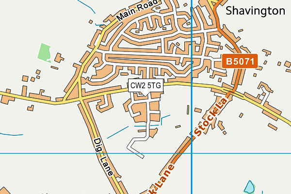 CW2 5TG map - OS VectorMap District (Ordnance Survey)