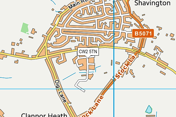 CW2 5TN map - OS VectorMap District (Ordnance Survey)