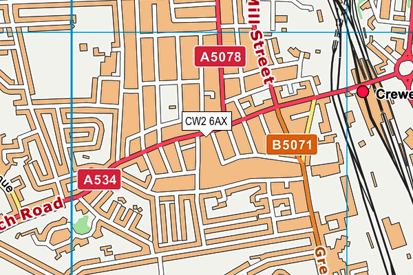 CW2 6AX map - OS VectorMap District (Ordnance Survey)