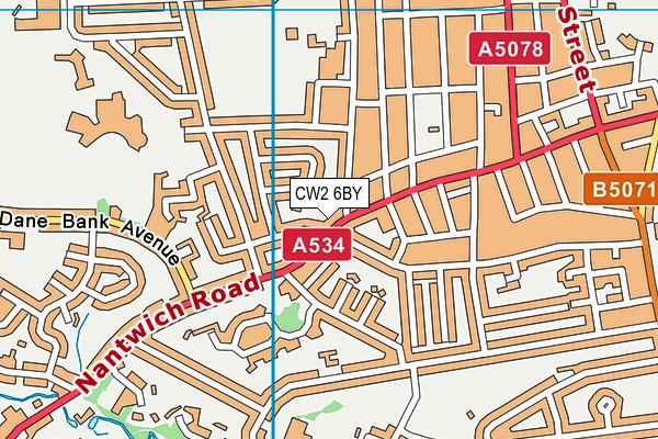 CW2 6BY map - OS VectorMap District (Ordnance Survey)