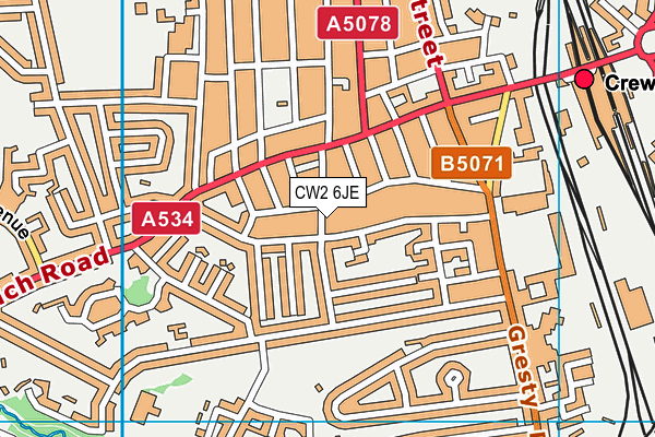 CW2 6JE map - OS VectorMap District (Ordnance Survey)