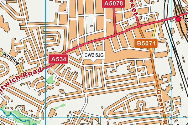 CW2 6JG map - OS VectorMap District (Ordnance Survey)