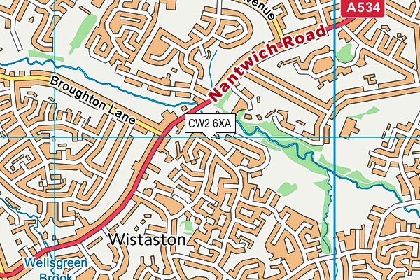 CW2 6XA map - OS VectorMap District (Ordnance Survey)