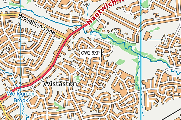 CW2 6XP map - OS VectorMap District (Ordnance Survey)