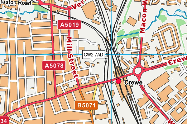 CW2 7AD map - OS VectorMap District (Ordnance Survey)