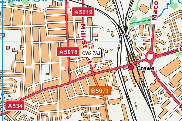 CW2 7AJ map - OS VectorMap District (Ordnance Survey)