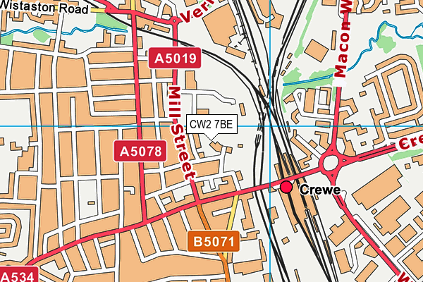 CW2 7BE map - OS VectorMap District (Ordnance Survey)