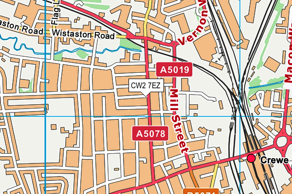 CW2 7EZ map - OS VectorMap District (Ordnance Survey)