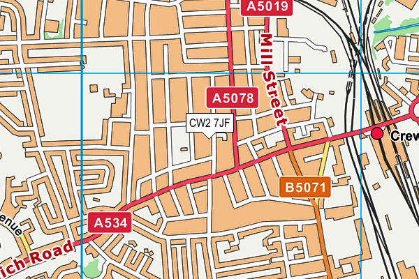 CW2 7JF map - OS VectorMap District (Ordnance Survey)