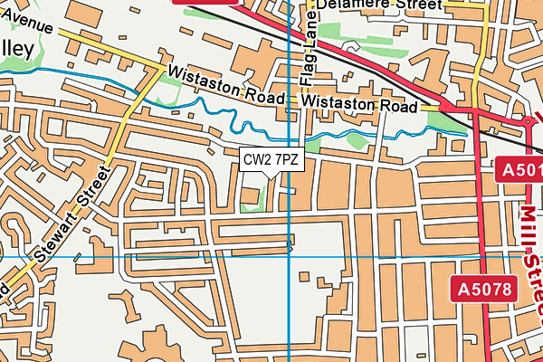 CW2 7PZ map - OS VectorMap District (Ordnance Survey)