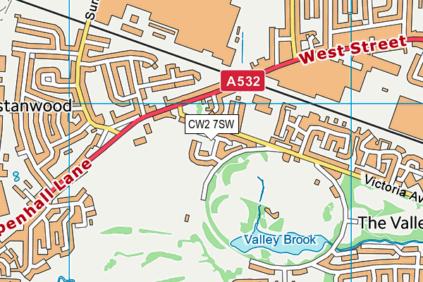 CW2 7SW map - OS VectorMap District (Ordnance Survey)