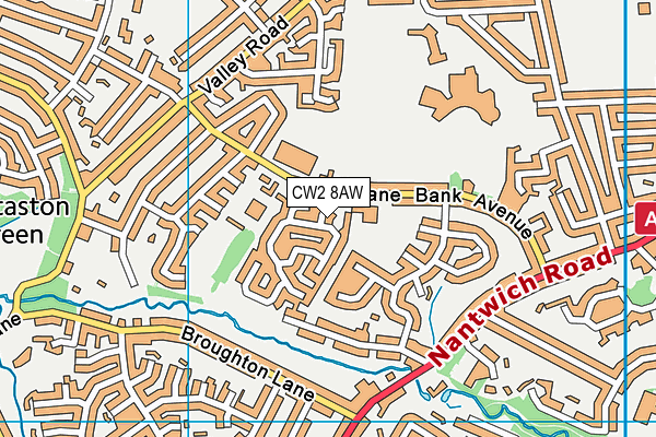 CW2 8AW map - OS VectorMap District (Ordnance Survey)