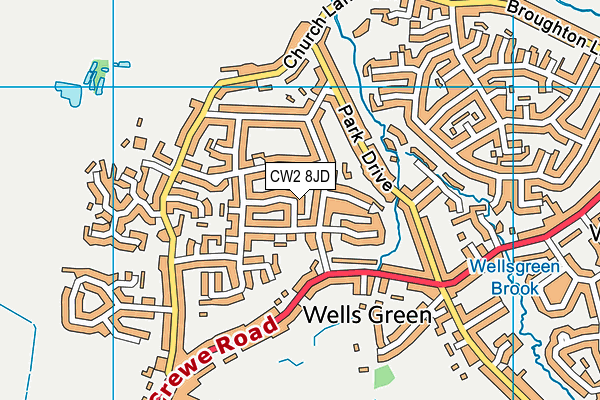 CW2 8JD map - OS VectorMap District (Ordnance Survey)