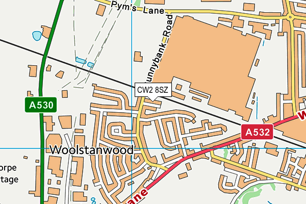 CW2 8SZ map - OS VectorMap District (Ordnance Survey)