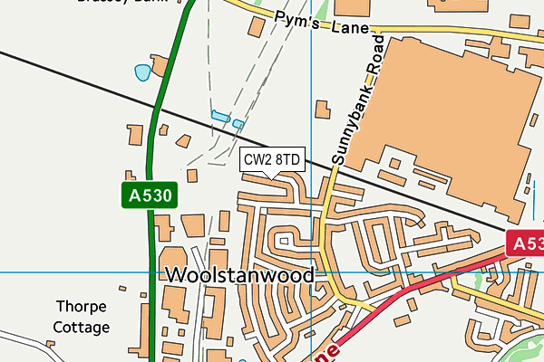 CW2 8TD map - OS VectorMap District (Ordnance Survey)