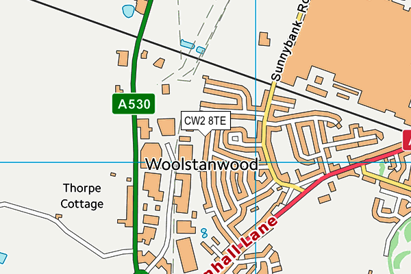 CW2 8TE map - OS VectorMap District (Ordnance Survey)