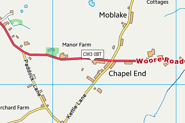 CW3 0BT map - OS VectorMap District (Ordnance Survey)