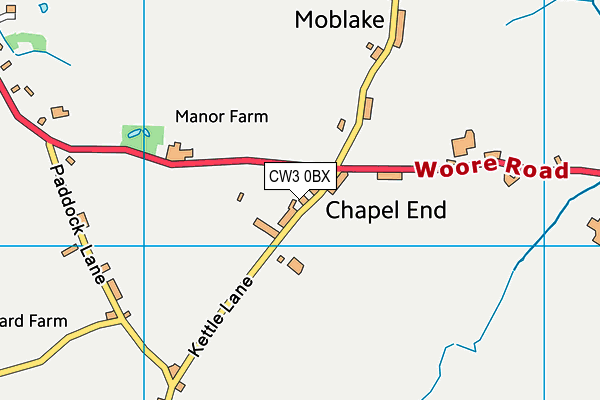 CW3 0BX map - OS VectorMap District (Ordnance Survey)