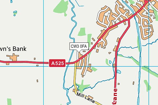 CW3 0FA map - OS VectorMap District (Ordnance Survey)