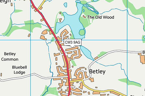 CW3 9AG map - OS VectorMap District (Ordnance Survey)