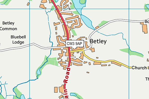 CW3 9AP map - OS VectorMap District (Ordnance Survey)