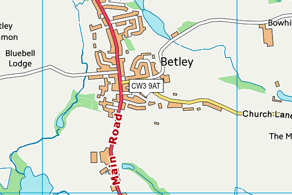 CW3 9AT map - OS VectorMap District (Ordnance Survey)