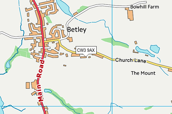 Betley CofE VC Primary School map (CW3 9AX) - OS VectorMap District (Ordnance Survey)