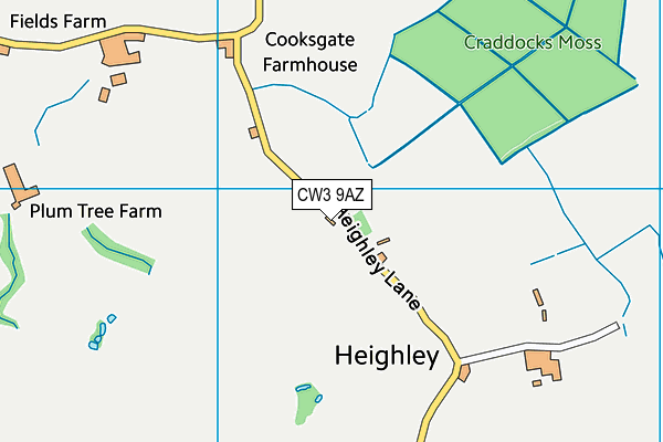 CW3 9AZ map - OS VectorMap District (Ordnance Survey)