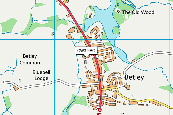 CW3 9BQ map - OS VectorMap District (Ordnance Survey)